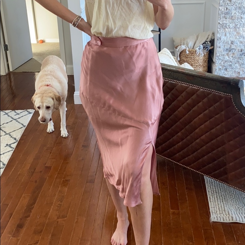 Pink silk Anthro skirt